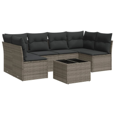 vidaXL 7 részes szürke polyrattan kerti ülőgarnitúra párnákkal (3249239) kerti bútor