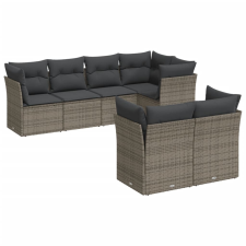 vidaXL 7 részes szürke polyrattan kerti ülőgarnitúra párnákkal (3249739) kerti bútor