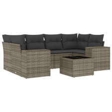 vidaXL 7 részes szürke polyrattan kerti ülőgarnitúra párnákkal (3254657) kerti bútor