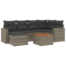 vidaXL 7 részes szürke polyrattan kerti ülőgarnitúra párnákkal (3256557) kerti bútor