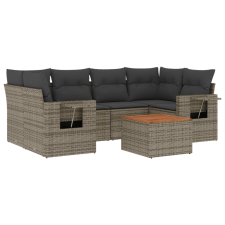 vidaXL 7 részes szürke polyrattan kerti ülőgarnitúra párnákkal (3256795) kerti bútor
