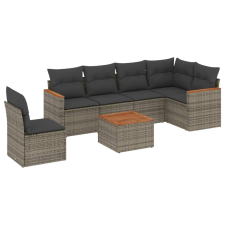 vidaXL 7 részes szürke polyrattan kerti ülőgarnitúra párnákkal (3258427) kerti bútor