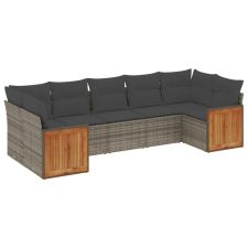 vidaXL 7 részes szürke polyrattan kerti ülőgarnitúra párnákkal (3260352) kerti bútor