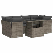 vidaXL 7 részes szürke polyrattan kerti ülőgarnitúra párnákkal (3326111) kerti bútor