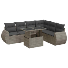 vidaXL 7 részes szürke polyrattan kerti ülőgarnitúra párnákkal (3326651) kerti bútor