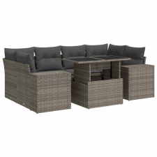 vidaXL 7 részes szürke polyrattan kerti ülőgarnitúra párnákkal (3326751) kerti bútor