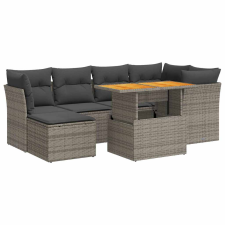 vidaXL 7 részes szürke polyrattan kerti ülőgarnitúra párnákkal (3326951) kerti bútor