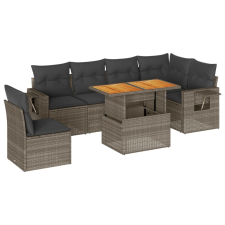 vidaXL 7 részes szürke polyrattan kerti ülőgarnitúra párnákkal (3327161) kerti bútor