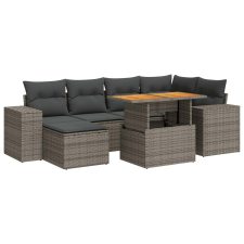 vidaXL 7 részes szürke polyrattan kerti ülőgarnitúra párnákkal (3327399) kerti bútor