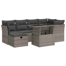 vidaXL 7 részes szürke polyrattan kerti ülőgarnitúra párnákkal (3327780) kerti bútor