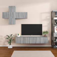 vidaXL 7 részes szürke sonoma színű szerelt fa TV-szekrényszett bútor