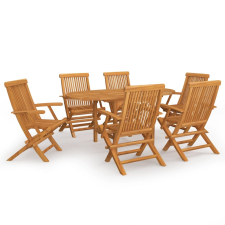 vidaXL 7 részes tömör tíkfa kerti étkezőgarnitúra kerti bútor
