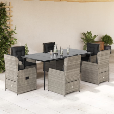 vidaXL 7 részes világosszürke polyrattan kerti étkezőszett párnával kerti bútor