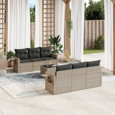 vidaXL 7 részes világosszürke polyrattan kerti ülőgarnitúra párnákkal kerti bútor