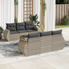 vidaXL 7 részes világosszürke polyrattan kerti ülőgarnitúra párnákkal kerti bútor