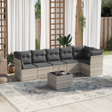 vidaXL 7 részes világosszürke polyrattan kerti ülőgarnitúra párnákkal kerti bútor