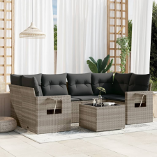 vidaXL 7 részes világosszürke polyrattan kerti ülőgarnitúra párnákkal kerti bútor