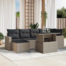 vidaXL 7 részes világosszürke polyrattan kerti ülőgarnitúra párnákkal kerti bútor
