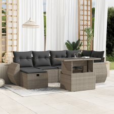 vidaXL 7 részes világosszürke polyrattan kerti ülőgarnitúra párnákkal kerti bútor