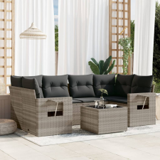 vidaXL 7 részes világosszürke polyrattan kerti ülőgarnitúra párnákkal kerti bútor