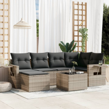 vidaXL 7 részes világosszürke polyrattan kerti ülőgarnitúra párnákkal kerti bútor
