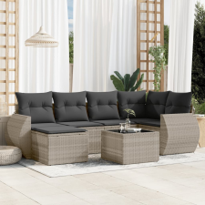vidaXL 7 részes világosszürke polyrattan kerti ülőgarnitúra párnákkal kerti bútor