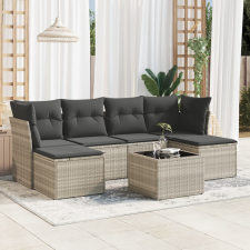 vidaXL 7 részes világosszürke polyrattan kerti ülőgarnitúra párnákkal kerti bútor