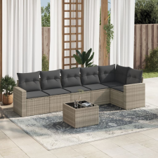 vidaXL 7 részes világosszürke polyrattan kerti ülőgarnitúra párnákkal kerti bútor