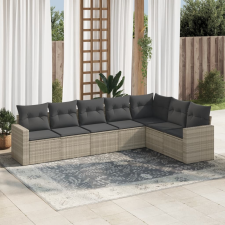 vidaXL 7 részes világosszürke polyrattan kerti ülőgarnitúra párnákkal kerti bútor