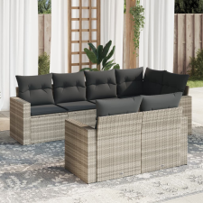 vidaXL 7 részes világosszürke polyrattan kerti ülőgarnitúra párnákkal kerti bútor