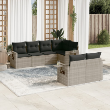 vidaXL 7 részes világosszürke polyrattan kerti ülőgarnitúra párnákkal kerti bútor