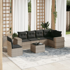vidaXL 7 részes világosszürke polyrattan kerti ülőgarnitúra párnákkal kerti bútor