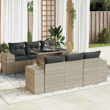 vidaXL 7 részes világosszürke polyrattan kerti ülőgarnitúra párnákkal kerti bútor