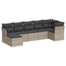 vidaXL 7 részes világosszürke polyrattan kerti ülőgarnitúra párnákkal (3217972) kerti bútor