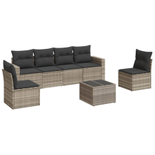 vidaXL 7 részes világosszürke polyrattan kerti ülőgarnitúra párnákkal (3218812) kerti bútor