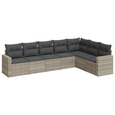 vidaXL 7 részes világosszürke polyrattan kerti ülőgarnitúra párnákkal (3219042) kerti bútor