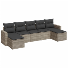 vidaXL 7 részes világosszürke polyrattan kerti ülőgarnitúra párnákkal (3219332) kerti bútor