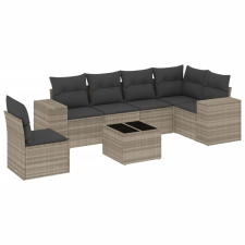vidaXL 7 részes világosszürke polyrattan kerti ülőgarnitúra párnákkal (3222641) kerti bútor