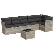 vidaXL 7 részes világosszürke polyrattan kerti ülőgarnitúra párnákkal (3249511) kerti bútor