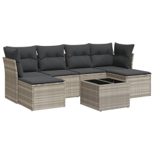 vidaXL 7 részes világosszürke polyrattan kerti ülőgarnitúra párnákkal (3249861) kerti bútor