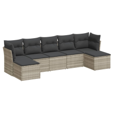 vidaXL 7 részes világosszürke polyrattan kerti ülőgarnitúra párnákkal (3249871) kerti bútor