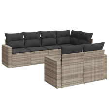 vidaXL 7 részes világosszürke polyrattan kerti ülőgarnitúra párnákkal (3251549) kerti bútor