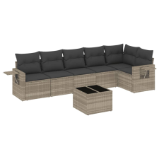 vidaXL 7 részes világosszürke polyrattan kerti ülőgarnitúra párnákkal (3252539) kerti bútor