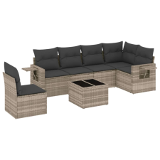 vidaXL 7 részes világosszürke polyrattan kerti ülőgarnitúra párnákkal (3252579) kerti bútor