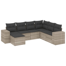 vidaXL 7 részes világosszürke polyrattan kerti ülőgarnitúra párnákkal (3255239) kerti bútor