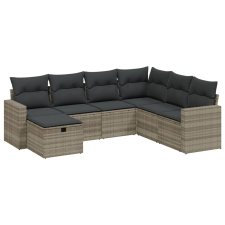 vidaXL 7 részes világosszürke polyrattan kerti ülőgarnitúra párnákkal (3263528) kerti bútor