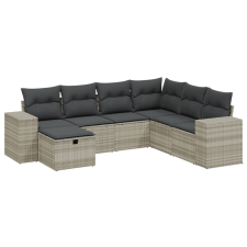 vidaXL 7 részes világosszürke polyrattan kerti ülőgarnitúra párnákkal (3264458) kerti bútor