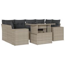 vidaXL 7 részes világosszürke polyrattan kerti ülőgarnitúra párnákkal (3269022) kerti bútor