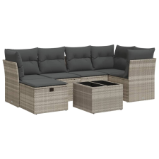 vidaXL 7 részes világosszürke polyrattan kerti ülőgarnitúra párnákkal (3325298) kerti bútor