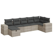 vidaXL 7 részes világosszürke polyrattan kerti ülőgarnitúra párnákkal (3325708) kerti bútor